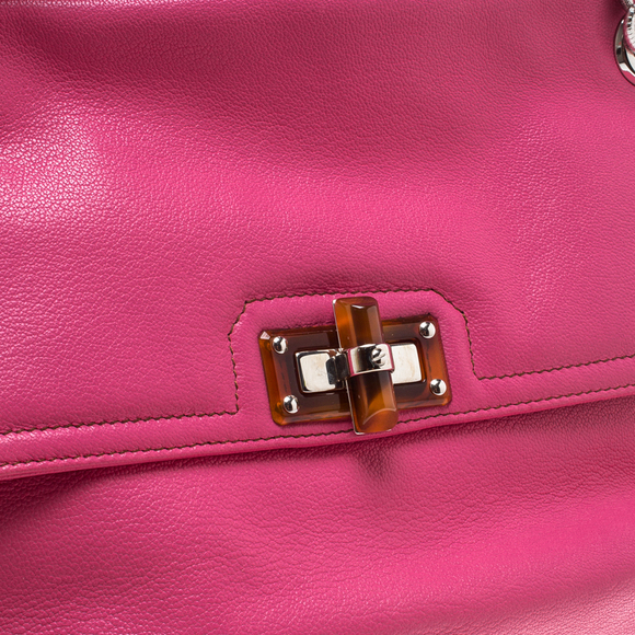 LANVIN Pink Leather Chain Shoulder Bag - Picture 5 of 8